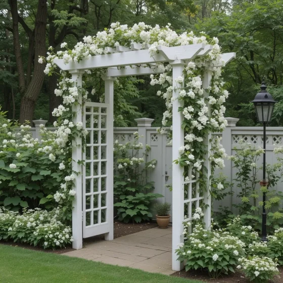 Classic White Trellis with Climbing Jasmine