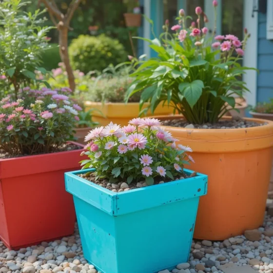 Colorful Painted Planter Boxes