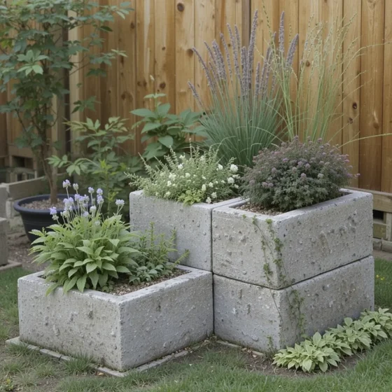 Concrete Block Planter Boxes