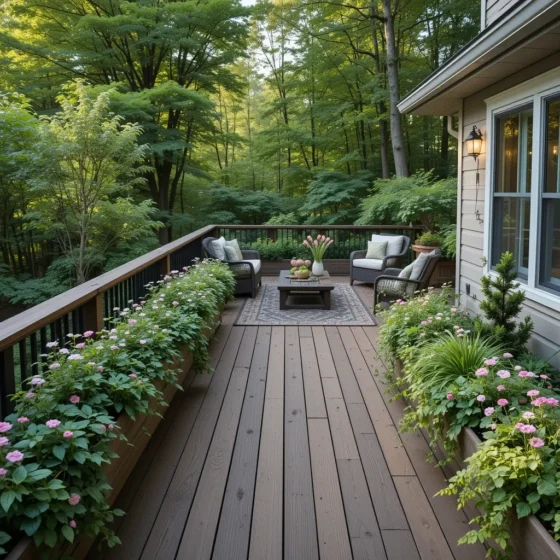 Deck Railing Planters for Subtle Green Borders