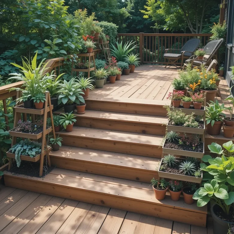 Deck Steps with Plant Ladders