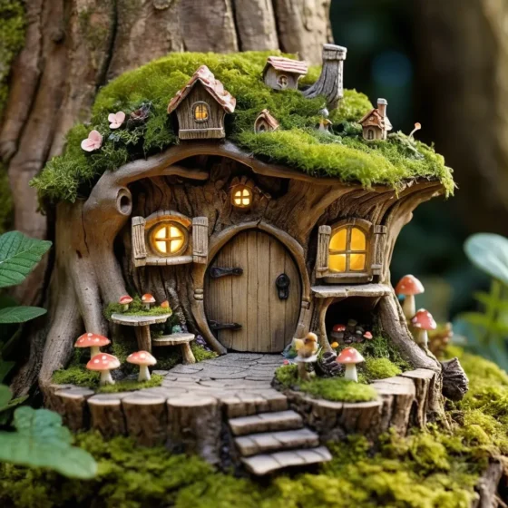 Fairy Garden Hidden in a Tree Stump