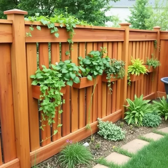 Garden Fence with Built-In Planters