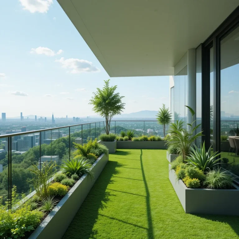 Glass Railings Framing a Green View