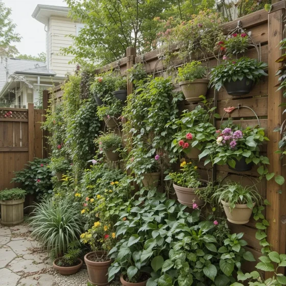 Hanging Planters as a Vertical Shield