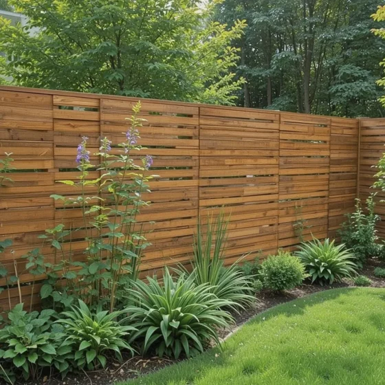 Horizontal Slat Wood Fence