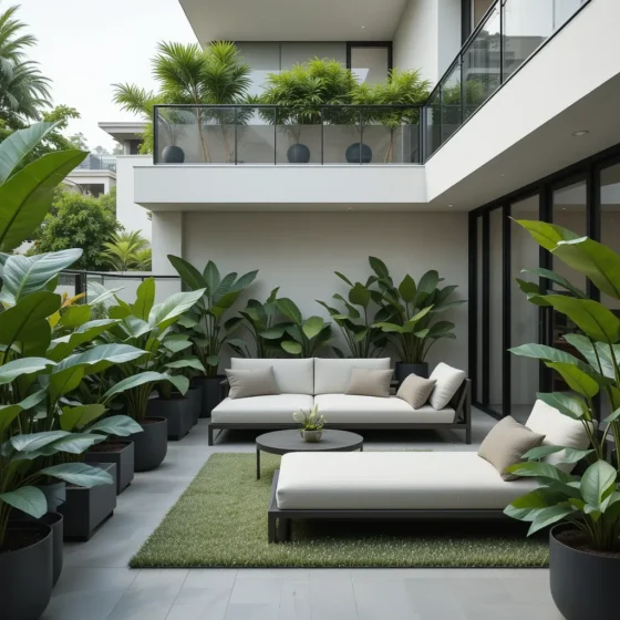 Low Seating Surrounded by Greenery
