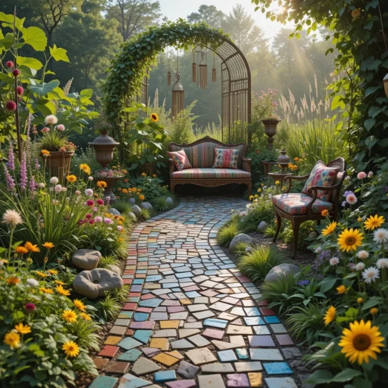 Mosaic Pathways with Recycled Tiles