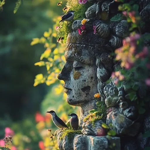 Mossy Sculptures with Forgotten Beauty