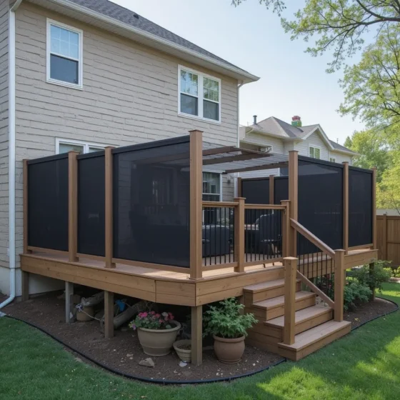 Multi-Level Deck with Built-in Privacy Railings