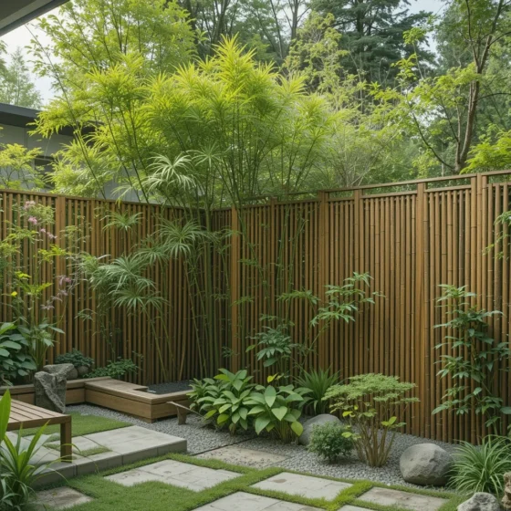 Natural Fencing Using Tall Bamboo