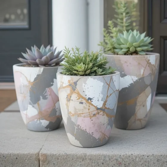 Painted Concrete Pots for Urban Chic