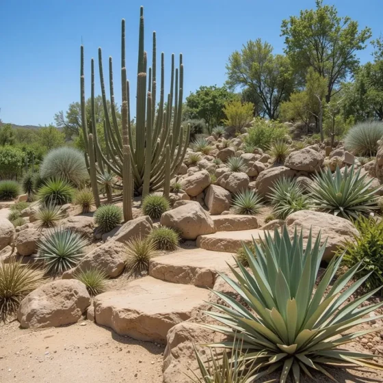 Rock Garden with Desert Plants