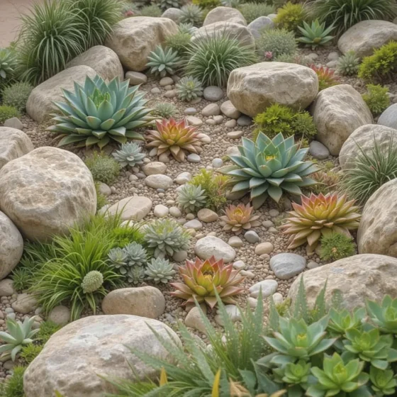 Rock Garden with Succulents