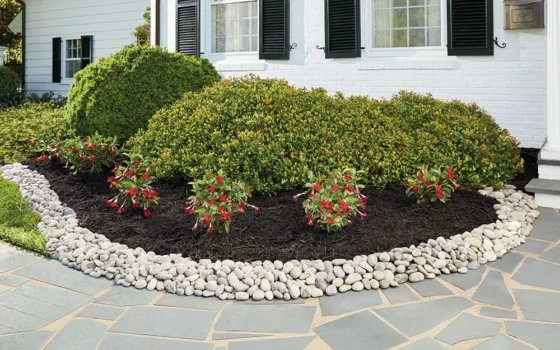 Rock Mulch Garden Bed