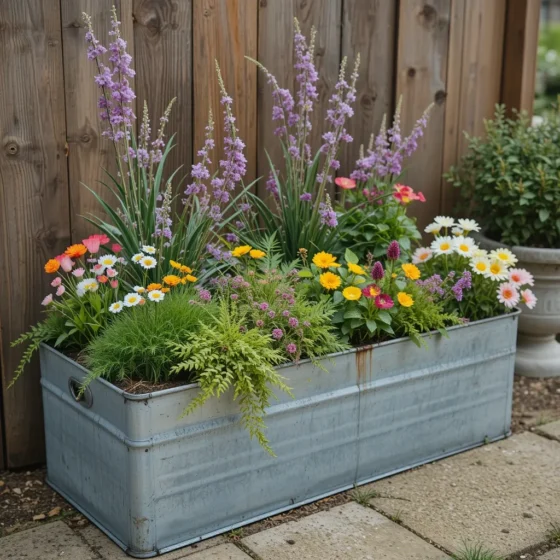 Rustic Galvanized Metal Planter Boxes