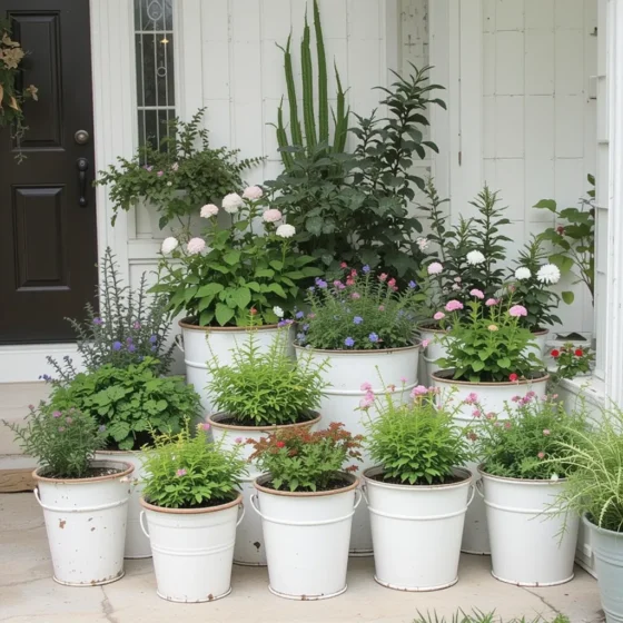 Rustic White Planters for Potted Plants