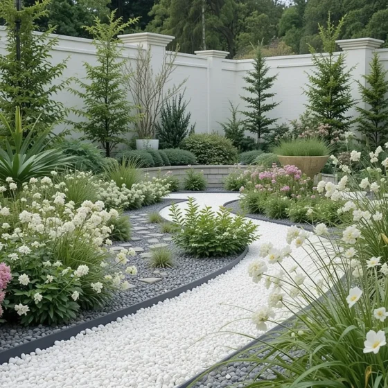 Simple White Gravel Pathway with Edging