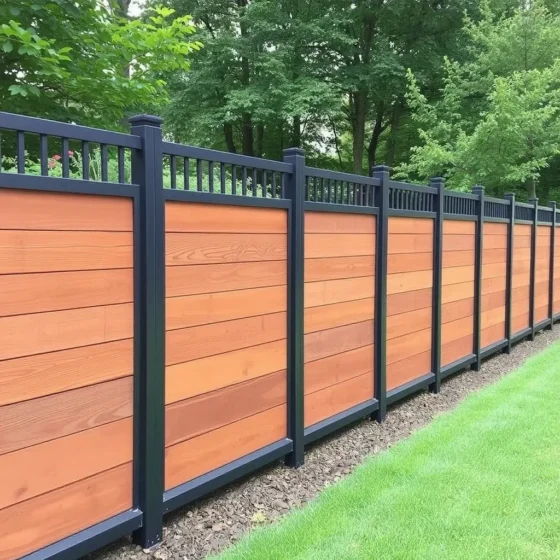 Steel Frame Fence with Wooden Inserts