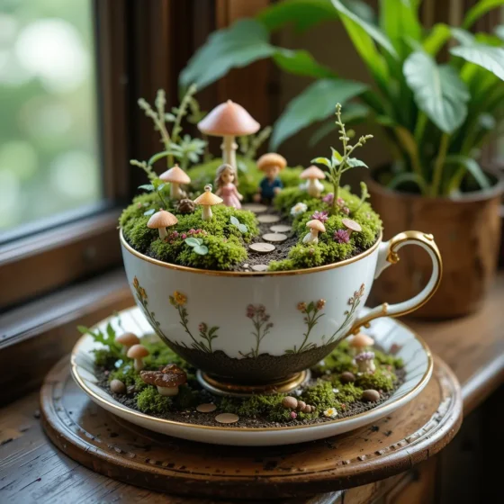 Teacup Fairy Garden Display