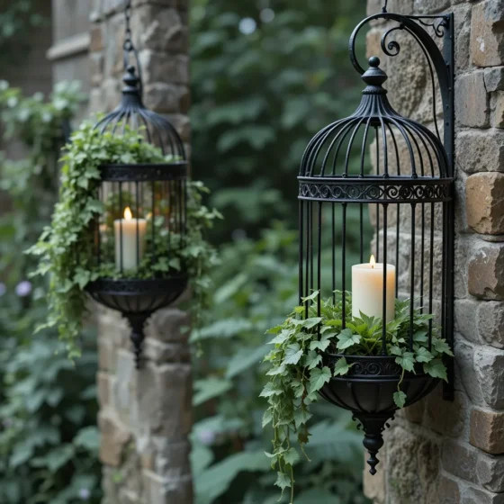 Vintage Birdcages as Creepy Planters