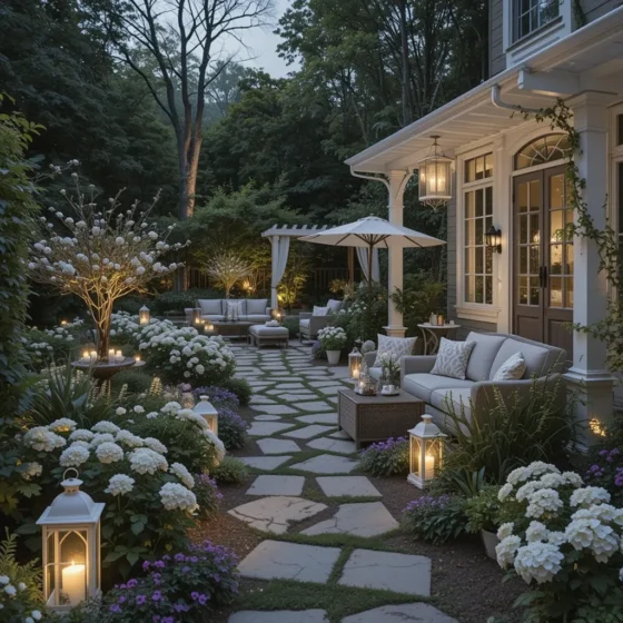 White Garden Lanterns and Candle Holders