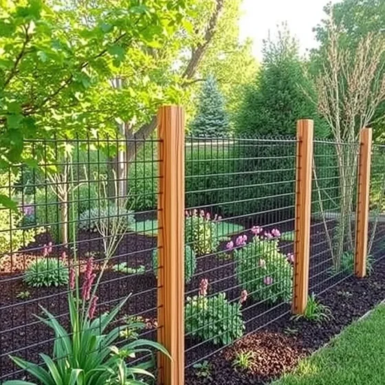 Wire Mesh Fence with Wooden Posts