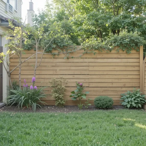 Wood Slat Fence with a Modern Look