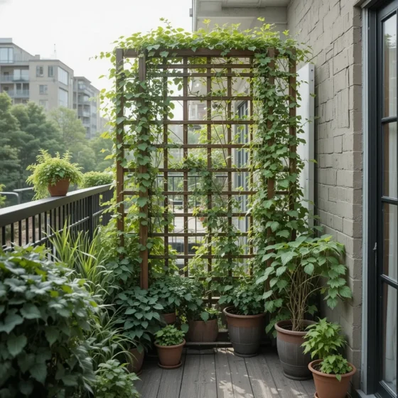 Balcony Trellis with Climbing Plants