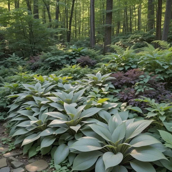 Woodland Retreat with Layered Hostas