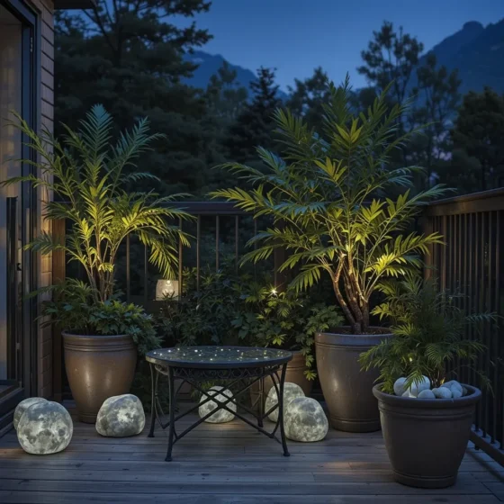 Glowing Rock Lights in Pots