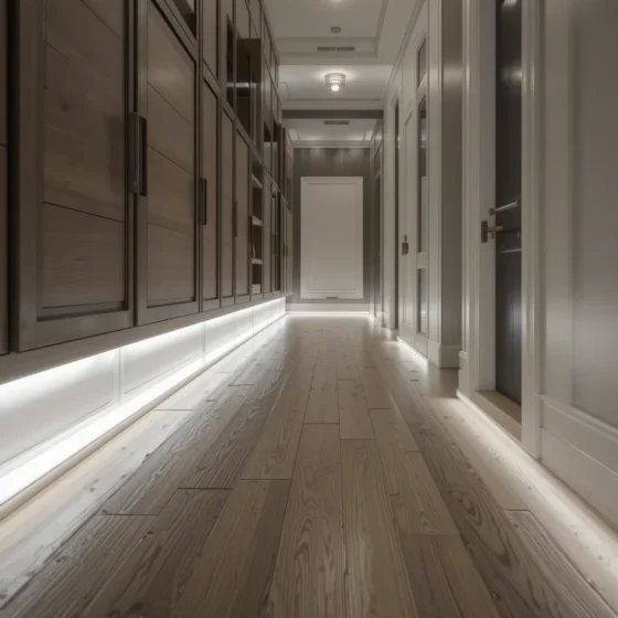 LED Strip Lighting Along the Floor Base