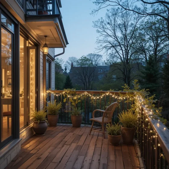 String Lights Across the Railing