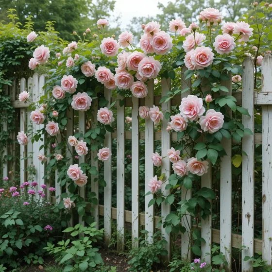 Vintage Fence with Climbing Roses
