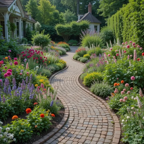 Winding Brick or Gravel Pathways