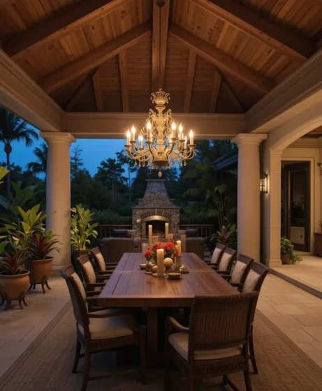 Chandelier Over Dining Space
