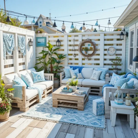 Coastal-Inspired Whitewashed Pallet Deck