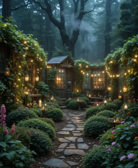 Fairy Lights Among Plants