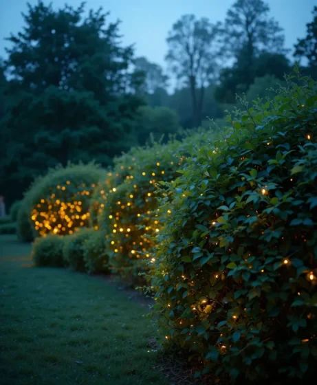 Fairy Lights in Bushes