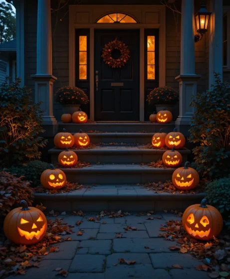 Glowing Jack-O’-Lantern Halloween Porch Ideas