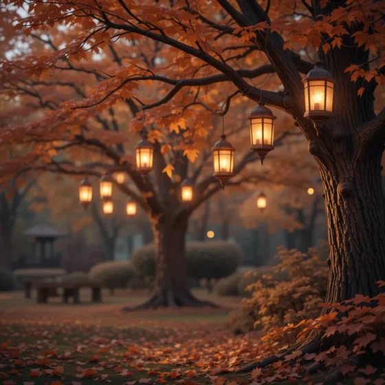 Hanging Lanterns in Trees