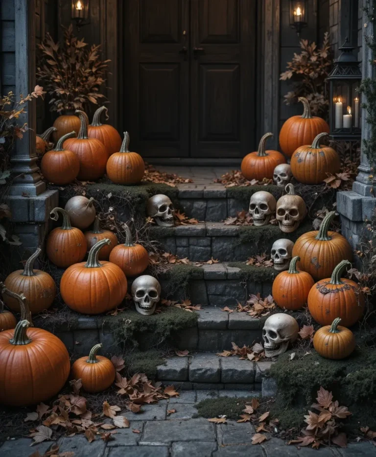 Pumpkin and Skull Mix Display