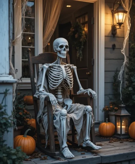 Skeleton Sitting on a Rocking Chair