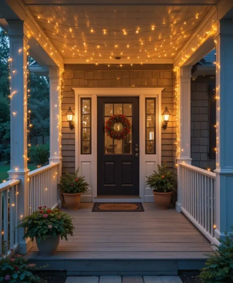 String Lights Across Railings