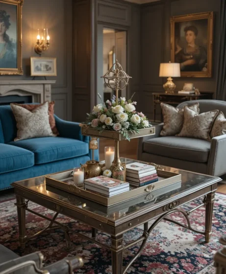 Tiered Coffee Table Decor