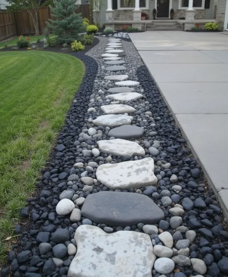 Black Rock and White Stone Contrast