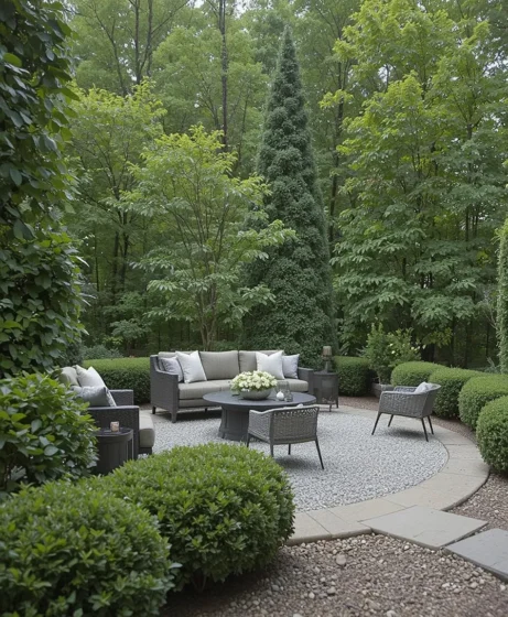 Boxwoods Around Outdoor Seating Areas