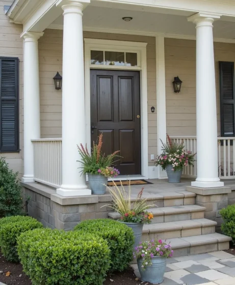 Boxwoods Around the Front Porch