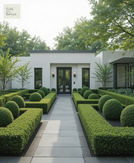 Boxwoods in Modern Geometric Shapes