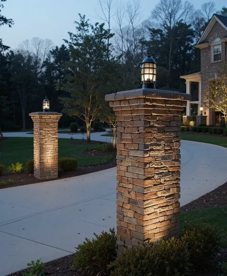Brick or Stone Pillar Lighting for a Grand Look